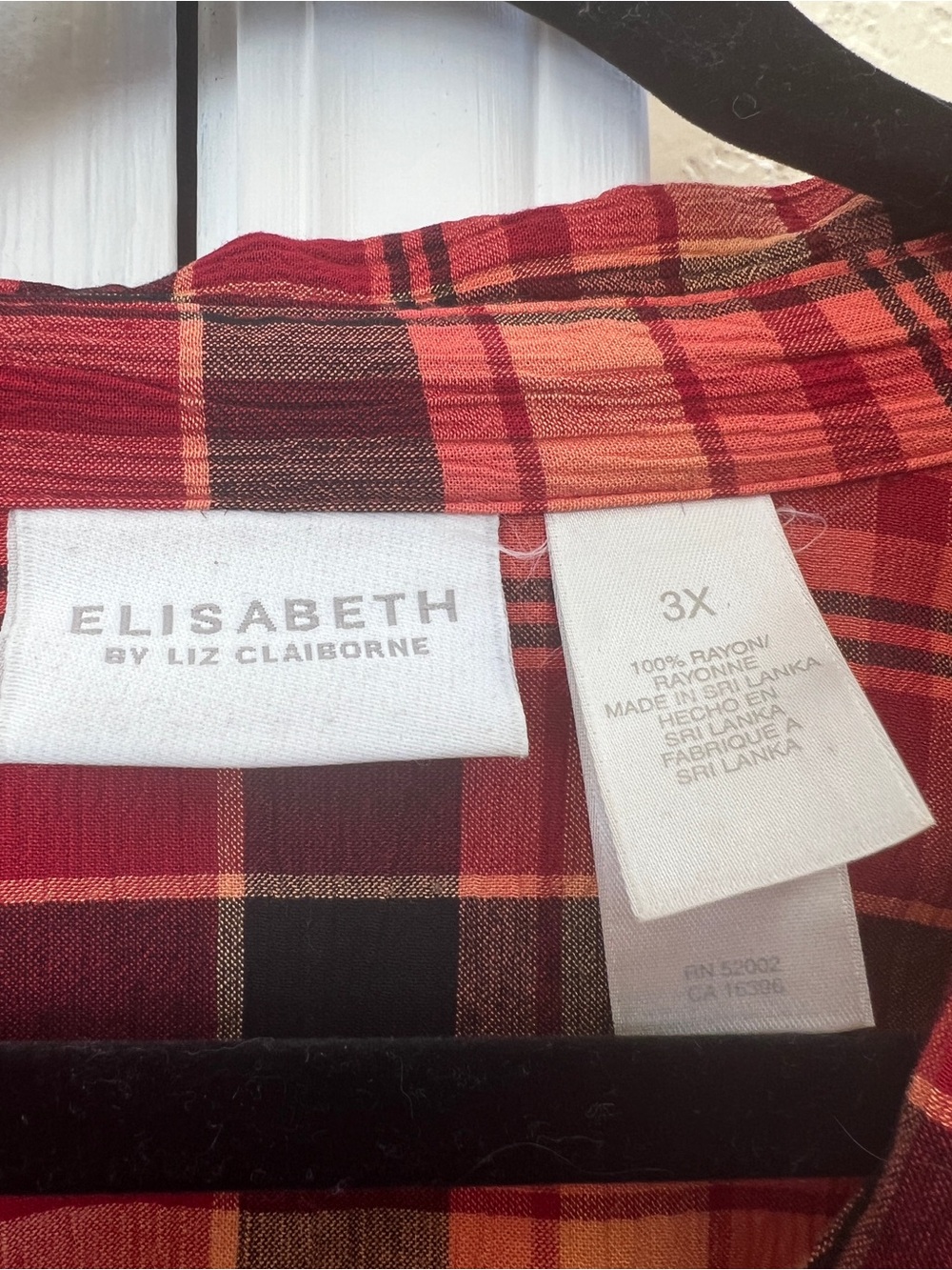 Elisabeth by Liz Claiborne 3X Plaid Rayon Button Down Shirt Fall Cabincore - Picture 4 of 5